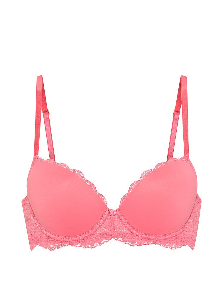 Biustonosz lekko usztywniany z koronką Lace Demi. Produkt ma kolor różowy i pochodzi z kolekcji Dream Angels. 