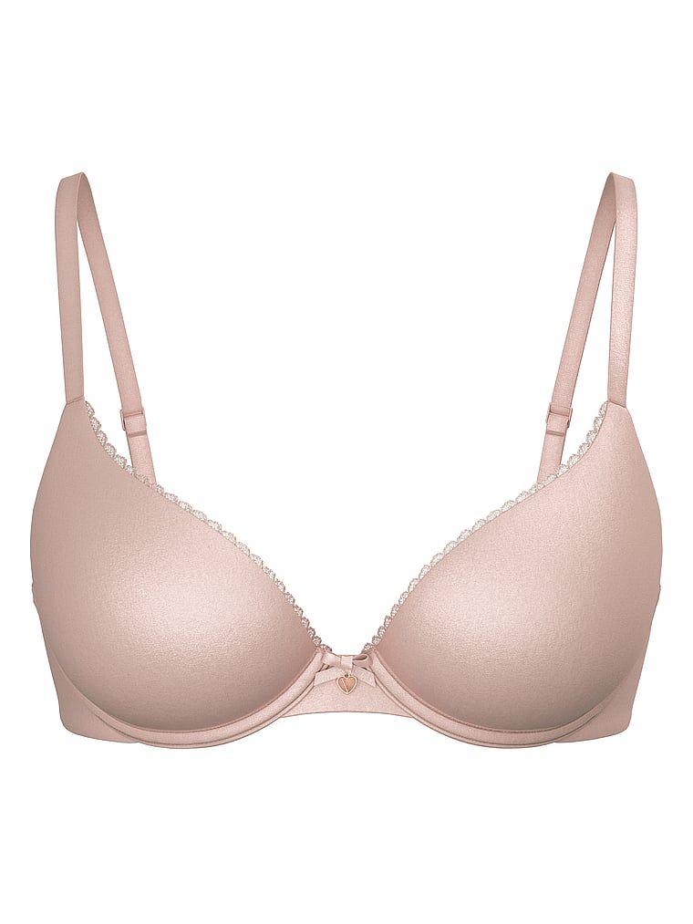 Biustonosz lekko usztywniany z mocno zabudowanymi miseczkami. Produkt ma kolor beżowy i pochodzi z kolekcji Body by Victoria. 