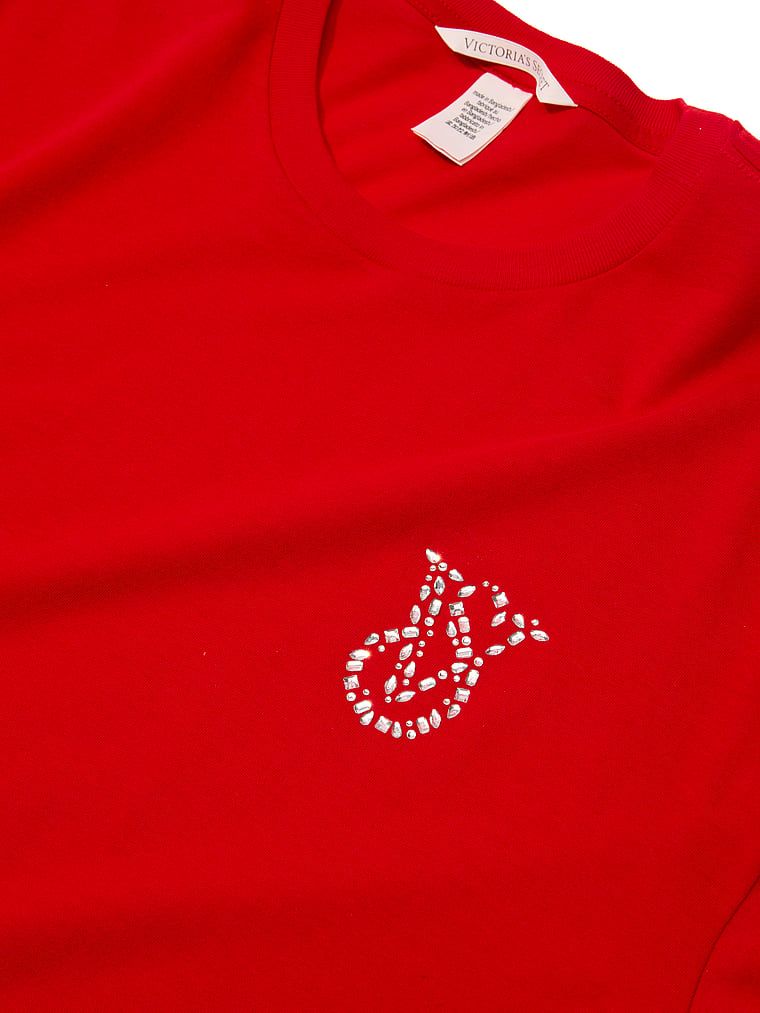 Piżama flanelowa - t-shirt i spodnie. Produkt ma kolor czerwony i pochodzi z kolekcji Victoria's Secret. 