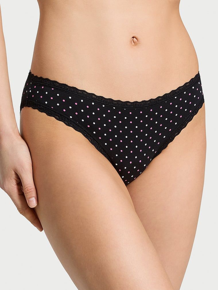 Majtki bawełniane z koronką Lace-Trim Bikini. Produkt jest wzorzysty i pochodzi z kolekcji Lacie. 