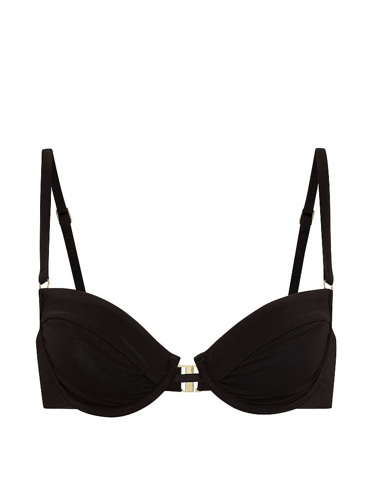 Góra od bikini nieusztywniana balkonetka. Produkt ma kolor czarny i pochodzi z kolekcji Victoria's Secret Swim. 