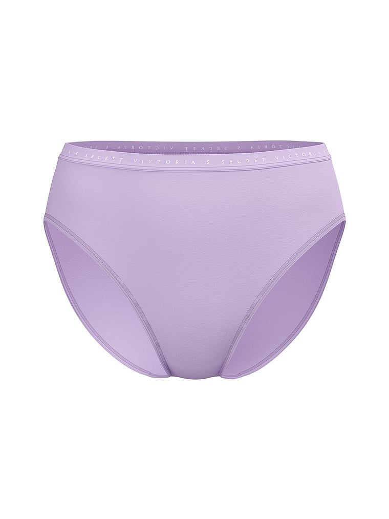 Majtki bawełniane figi z wysoko wyciętymi nogawkami High-Leg Brief. Produkt ma kolor purpurowy i pochodzi z kolekcji Victoria's Secret. 