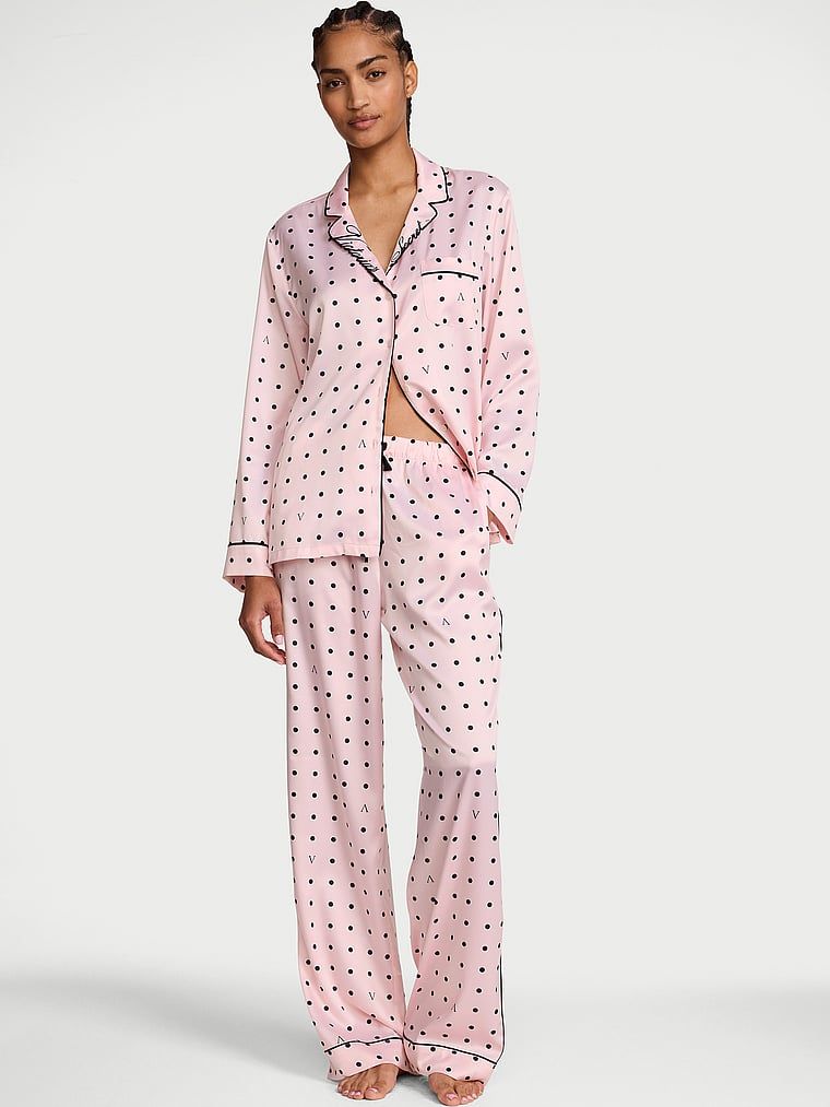 Victoria's Secret Piżama satynowa z długimi rękawami Signature