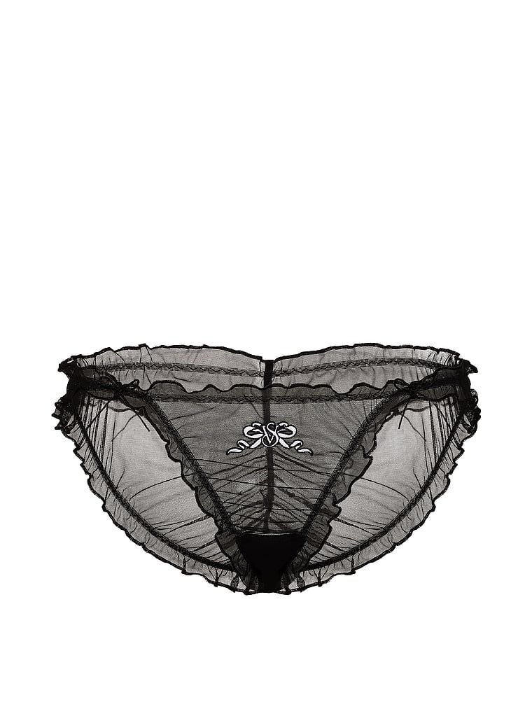 Majtki z falbankami Ruffled Mesh Bows Bikini. Produkt ma kolor czarny i pochodzi z kolekcji Dream Angels. 