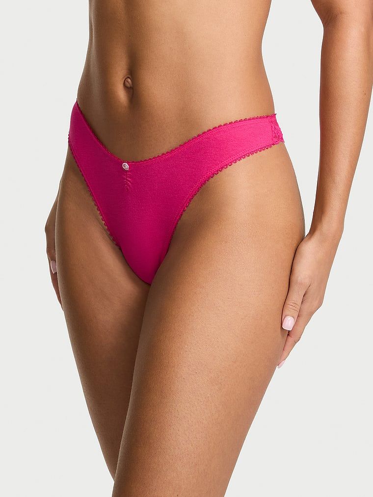 Victoria's Secret Stringi bawełniane z siateczką z tyłu Heart Lace