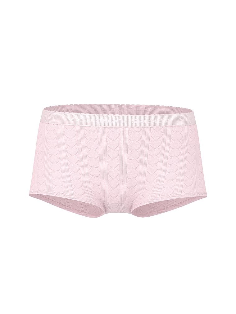 Cotton Majtki bawełniane szorty z serduszkami i logo Heart Pointelle Boyshort