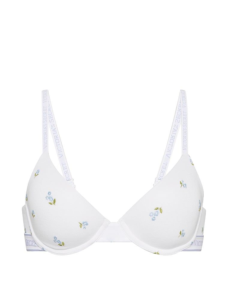 Biustonosz lekko usztywniany bawełniany z haftem Demi. Produkt jest wzorzysty i pochodzi z kolekcji T-shirt. 