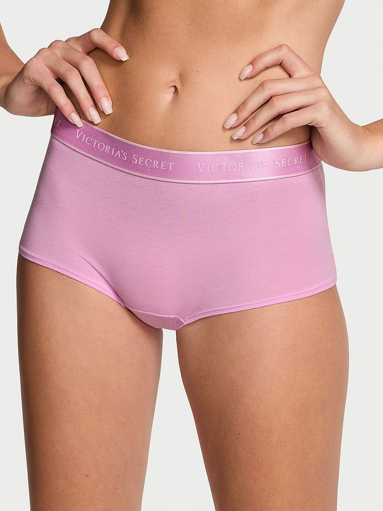 Cotton Majtki szorty bawełniane z logo w talii Boyshort