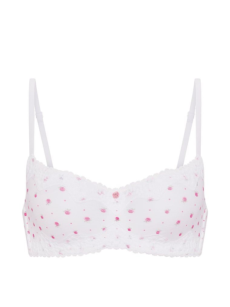 Biustonosz lekko usztywniany bawełniany Lace-Trim. Produkt ma kolor kwiatowe i pochodzi z kolekcji T-shirt. 