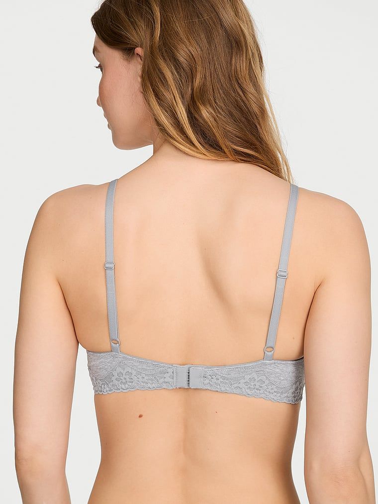 Biustonosz lekko usztywniany bawełniany bez fiszbin Lace-Trim. Produkt ma kolor szary i pochodzi z kolekcji T-shirt. 