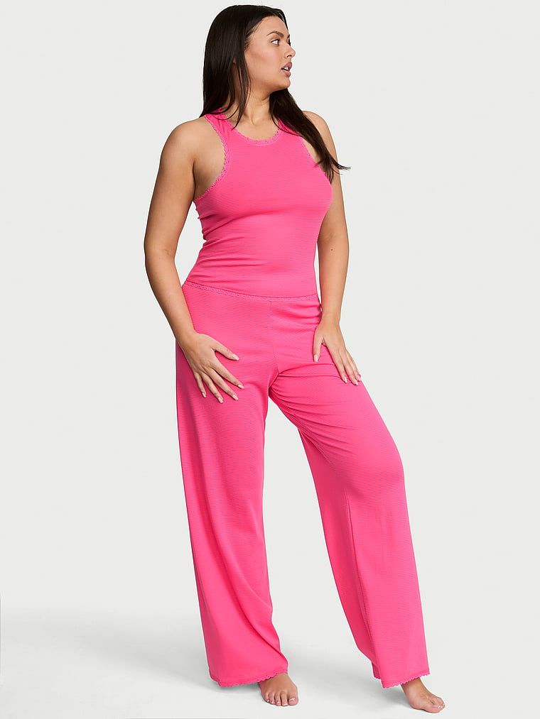 Victoria's Secret Zestaw do spania z bawełny - top i spodnie Shadow Stripe