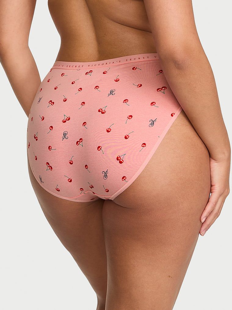 Majtki bawełniane figi z wysoko wyciętymi nogawkami High-Leg Brief. Produkt ma kolor wzorzysty i pochodzi z kolekcji Victoria's Secret. 