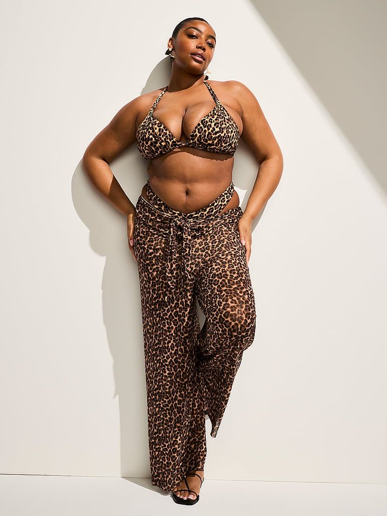 Góra od bikini z push-upem Essential Harlow. Produkt ma wzór zwierzęcy i pochodzi z kolekcji Victoria's Secret Swim. 