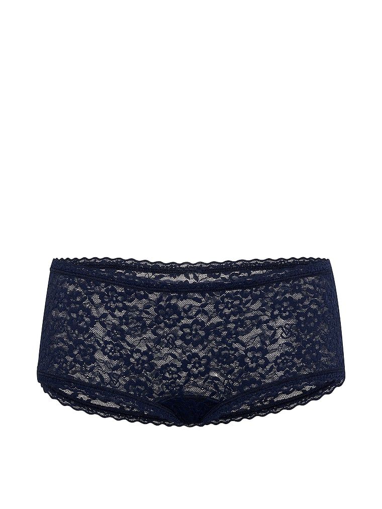 Majtki koronkowe szorty z niskim stanem Boyshort. Produkt ma kolor niebieski i pochodzi z kolekcji Lacie. 