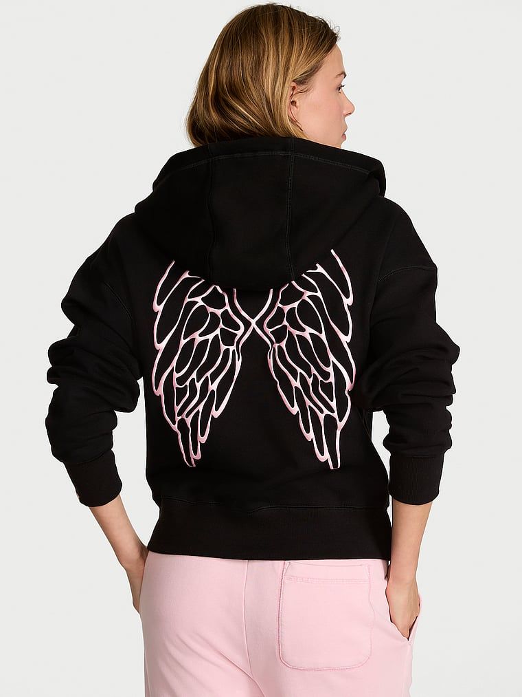 Angel Essentials Bluza bawełniana z kapturem i suwakiem Iconic