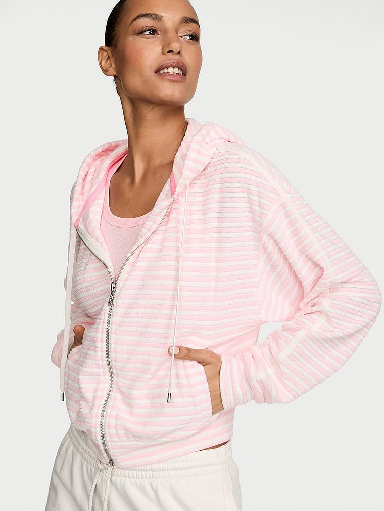 Bluza bawełniana z kapturem i suwakiem Micro Terry. Produkt jest wzorzysty i pochodzi z kolekcji Angel Essentials. 