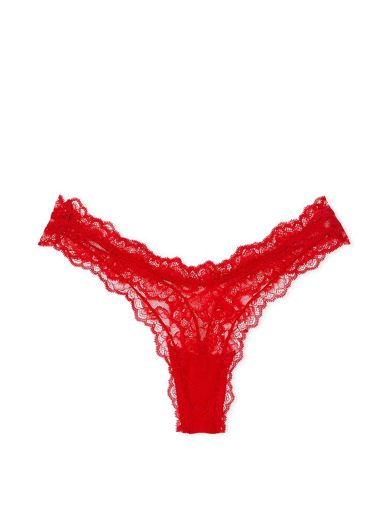 Stringi koronkowe z wysoko wyciętymi nogawkami Rose Lace. Produkt ma kolor czerwony i pochodzi z kolekcji Very Sexy. 