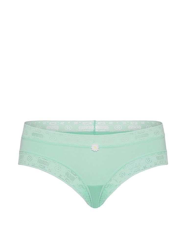 Majtki bawełniane z koronką szydełkową Cheeky. Produkt ma kolor zielony i pochodzi z kolekcji Lace Trim. 