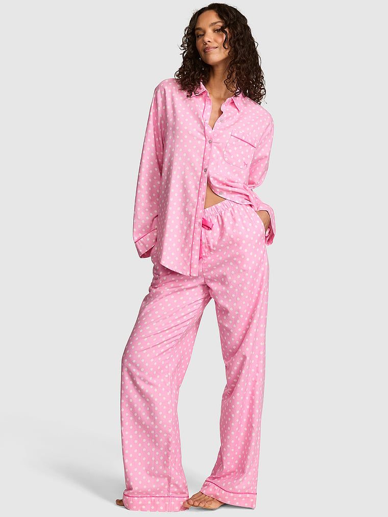 PINK Długi komplet piżamowy Favorite Flannel