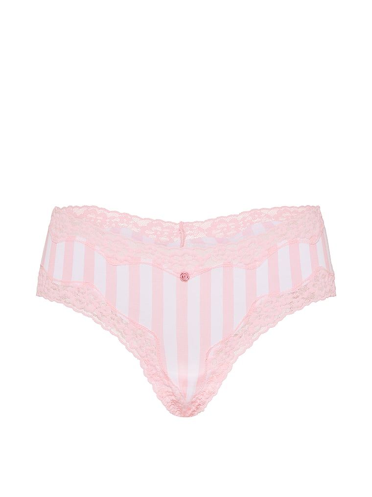Majtki bawełniane z koronką na krawędziach Lace-Waist Cheeky. Produkt jest wzorzysty i pochodzi z kolekcji Lace Trim. 