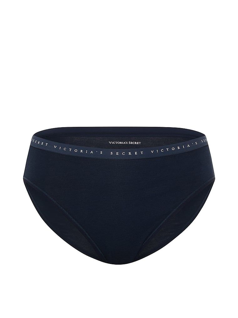 Majtki bawełniane figi z wysoko wyciętymi nogawkami High-Leg Brief. Produkt ma kolor niebieski i pochodzi z kolekcji Victoria's Secret. 