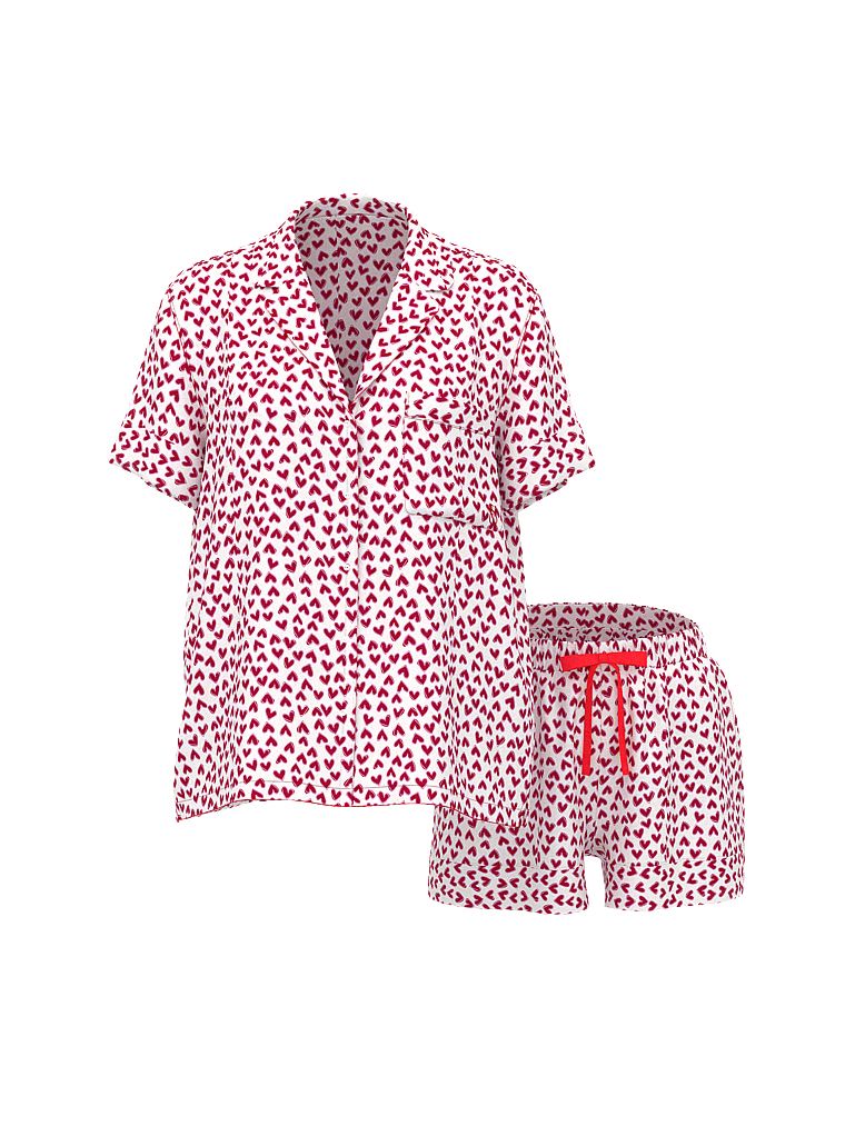 Piżama satynowa błyszcząca z szortami Glazed Satin. Produkt jest wzorzysty i pochodzi z kolekcji Victoria's Secret. 