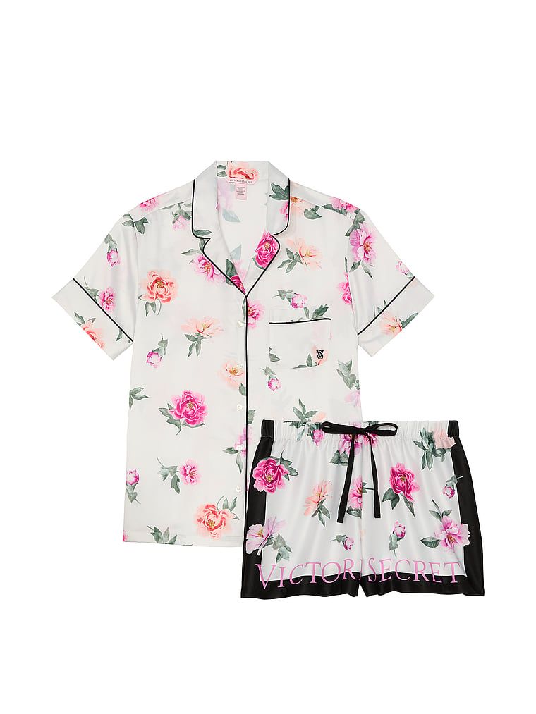 Victoria's Secret Piżama satynowa błyszcząca z szortami Glazed Satin