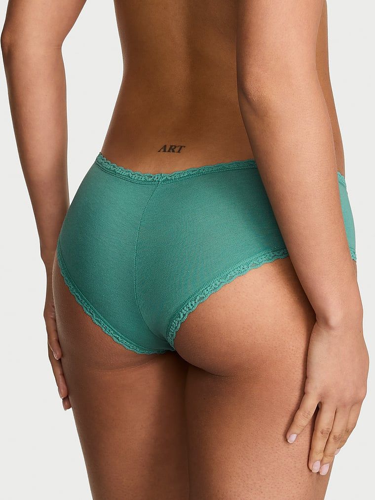 Majtki bawełniane z koronką na krawędziach Lace-Waist Cheeky. Produkt jest wzorzysty i pochodzi z kolekcji Lace Trim. 