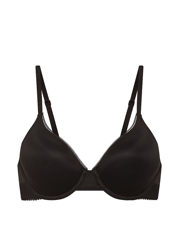 Biustonosz lekko usztywniany z mocno zabudowanymi miseczkami ze wstawkami z koronki. Produkt ma kolor czarny i pochodzi z kolekcji Body by Victoria. 