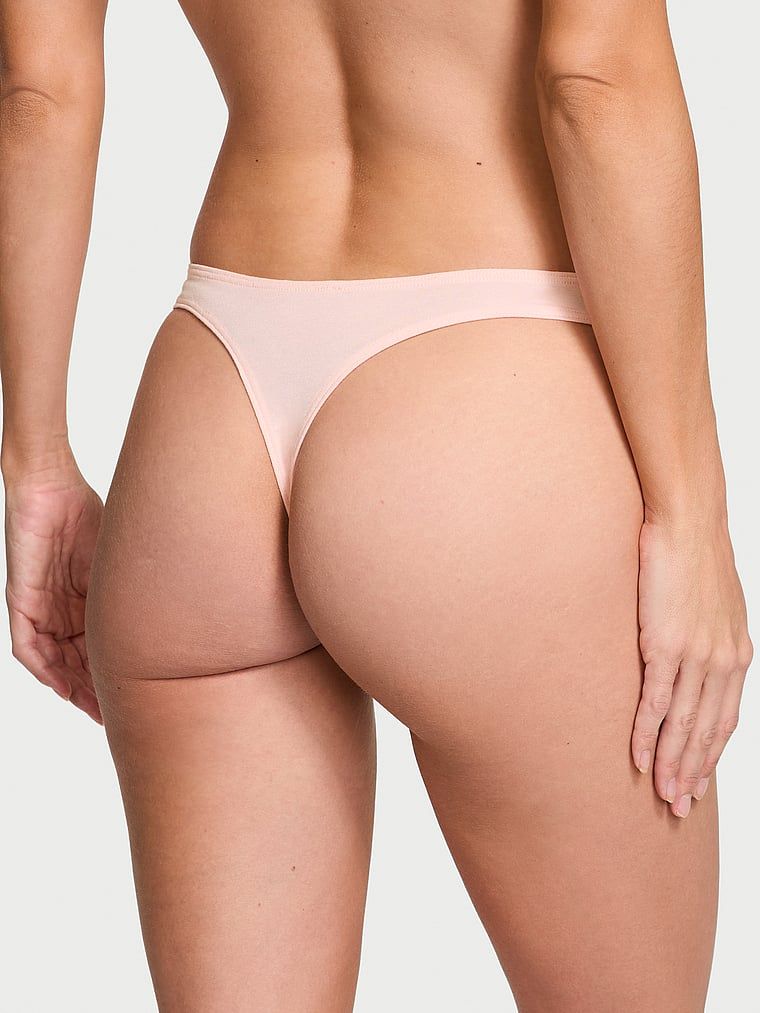 Stringi bawełniane High-Leg Scoop. Produkt ma kolor różowy i pochodzi z kolekcji Victoria's Secret. 