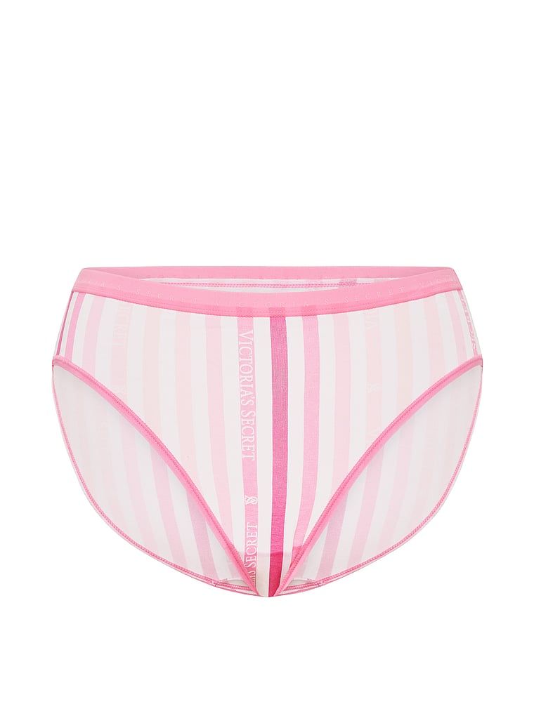 Majtki bawełniane figi z wysoko wyciętymi nogawkami High-Leg Brief. Produkt jest wzorzysty i pochodzi z kolekcji Victoria's Secret. 