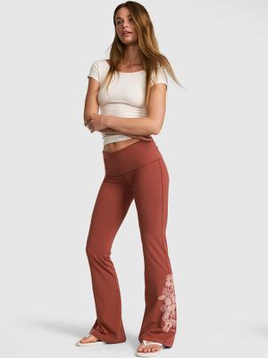 Rozszerzane legginsy All-Day Cotton z wywijanym pasem
