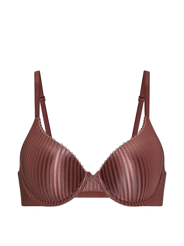 Biustonosz lekko usztywniany z mocno zabudowanymi miseczkami. Produkt ma kolor różowy i pochodzi z kolekcji Body by Victoria. 