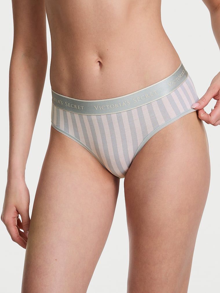 Majtki bawełniane z logo w talii Hiphugger. Produkt ma wzór w paski i pochodzi z kolekcji Cotton. 