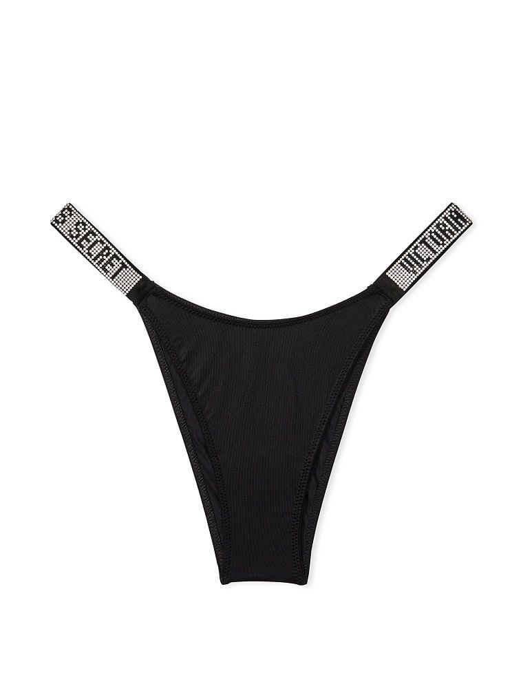 Majtki brazyliany z błyszczącymi paskami Shine Strap Brazilian. Produkt ma kolor czarny i pochodzi z kolekcji Very Sexy. 