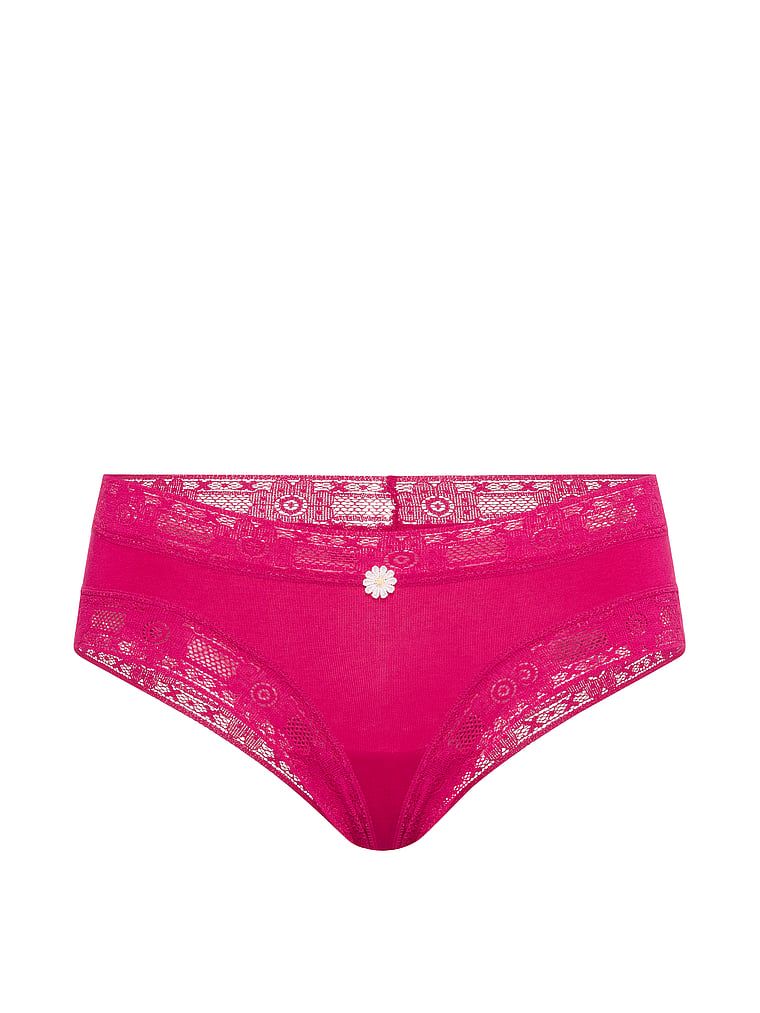 Majtki bawełniane z koronką szydełkową Cheeky. Produkt ma kolor różowy i pochodzi z kolekcji Lace Trim. 