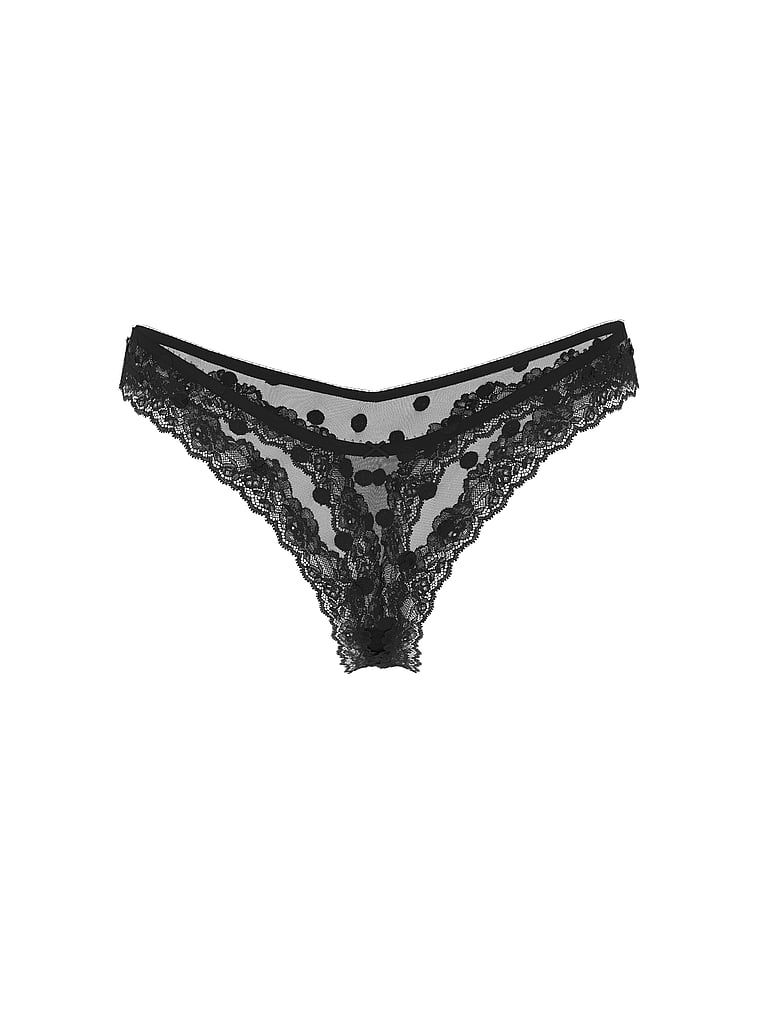 Stringi z siateczki z koronką na krawędziach Sheer Heritage Dot. Produkt jest wzorzysty i pochodzi z kolekcji Very Sexy. 